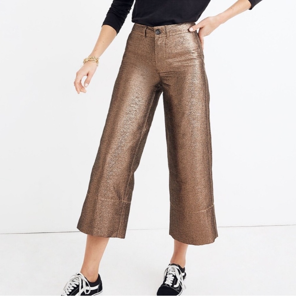 Madewell Emmett Wide-Leg Crop‎ Pants in Metallic 26